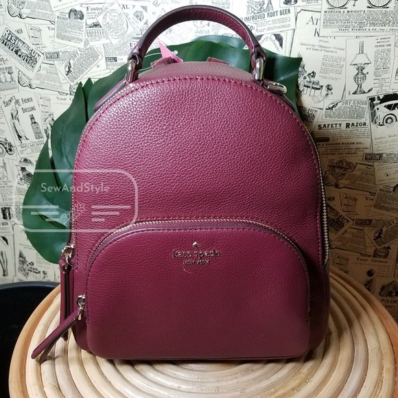 Medium Jackson Backpack Cherrywood Burgundy Kate Spade Brand New - Picture 3 of 8